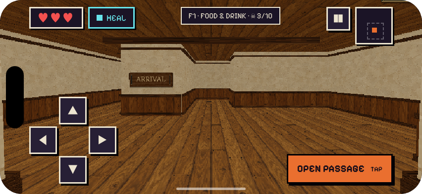 Exploring a floor on iPhone with the on-screen D-pad